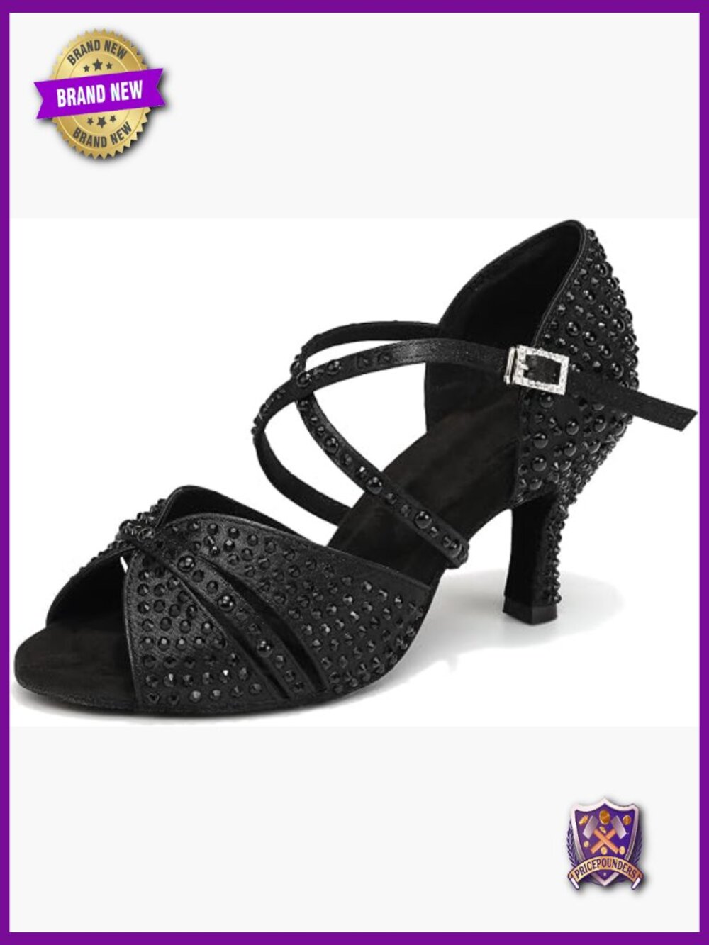 Rhinestone Dance Shoes Peep Toe Latin Ballroom Salsa Heels